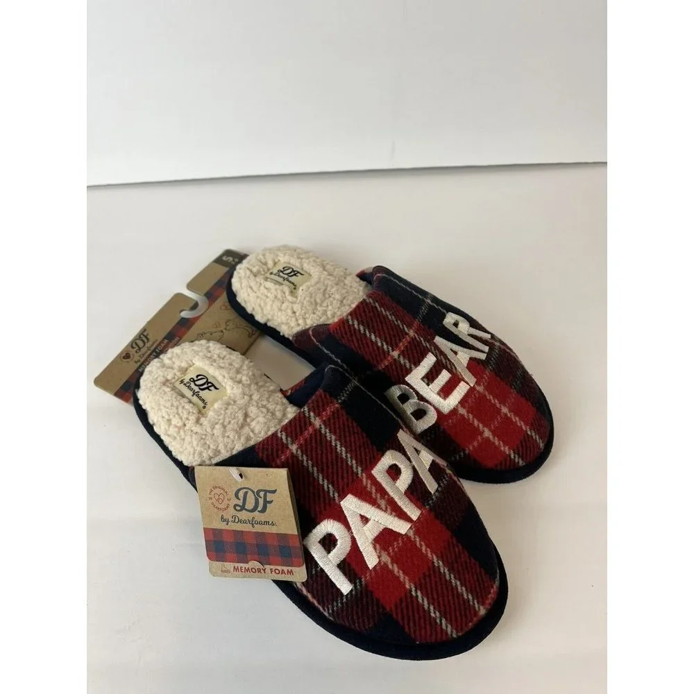 Papa Bear men's plaid slippers small 7/8 Dearfoams
